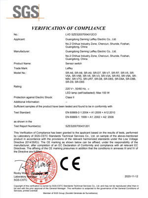 CE-SENSOR Certificate