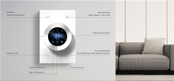 WKX20 smart thermostat with rotary knob and digital display WKX20 smart thermostat with rotary knob and digital display