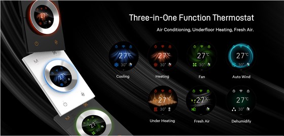 3 in 1 thermostat UI switching display