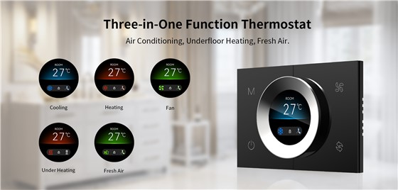 WKX20-B thermostat UI modes for cooling, heating, and fresh air WKX20-B thermostat UI modes for cooling, heating, and fresh air