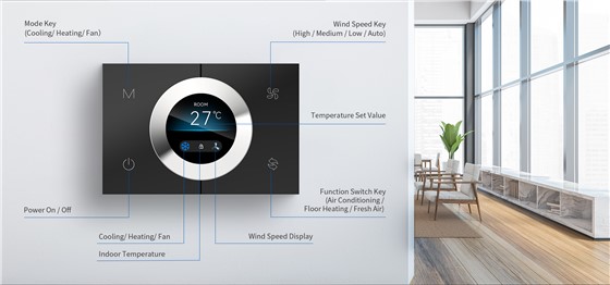 WKX20-B-RS485_horizontal HVAC controller with rotary adjustment interface
