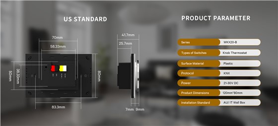 WKX20-B-KNX smart thermostat size Australian / Italian standard