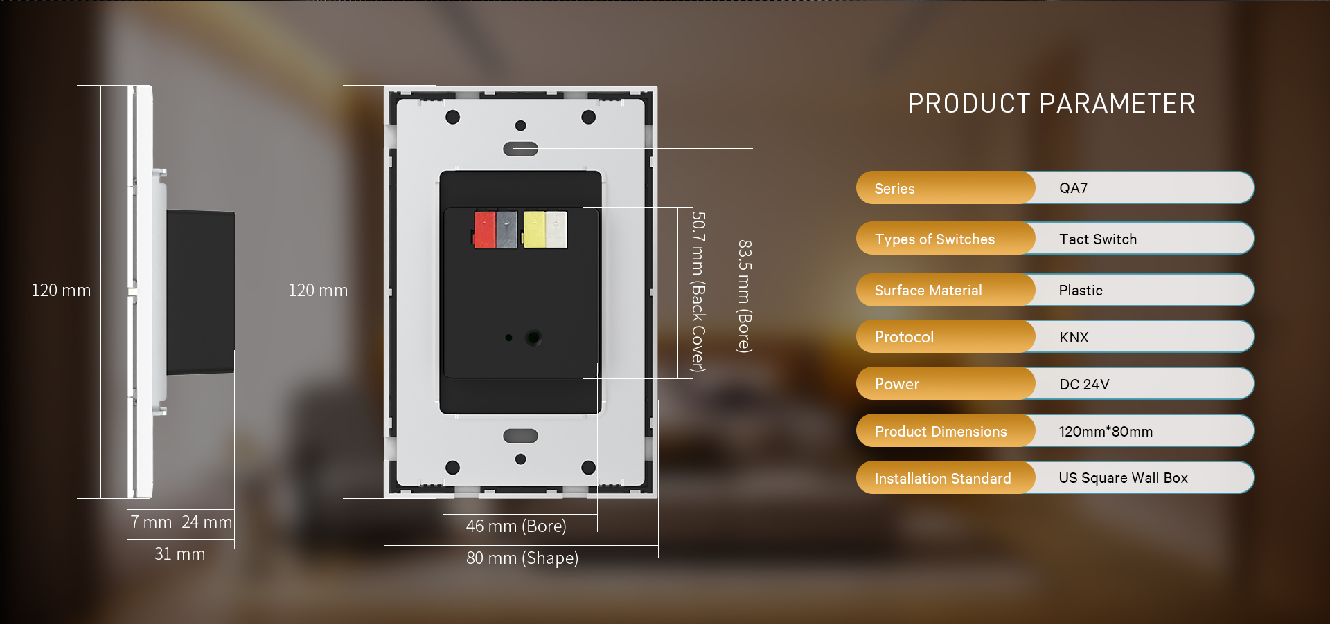 QA7-KNX American Standard 120mm*80mm size