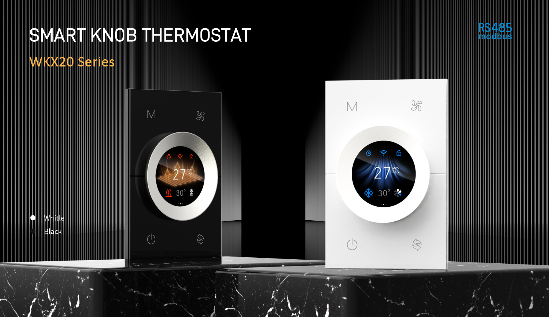 WKX20 RS485 smart knob thermostat for hotel and apartment temperature control WKX20 RS485 smart knob thermostat for hotel and apartment temperature control