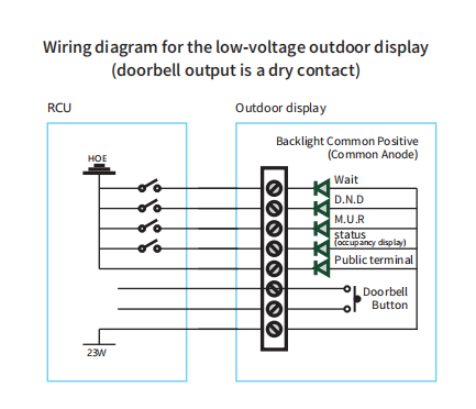 QA7 Hotel Doorplate 12V Low Voltage Dry Contact Wiring Diagram