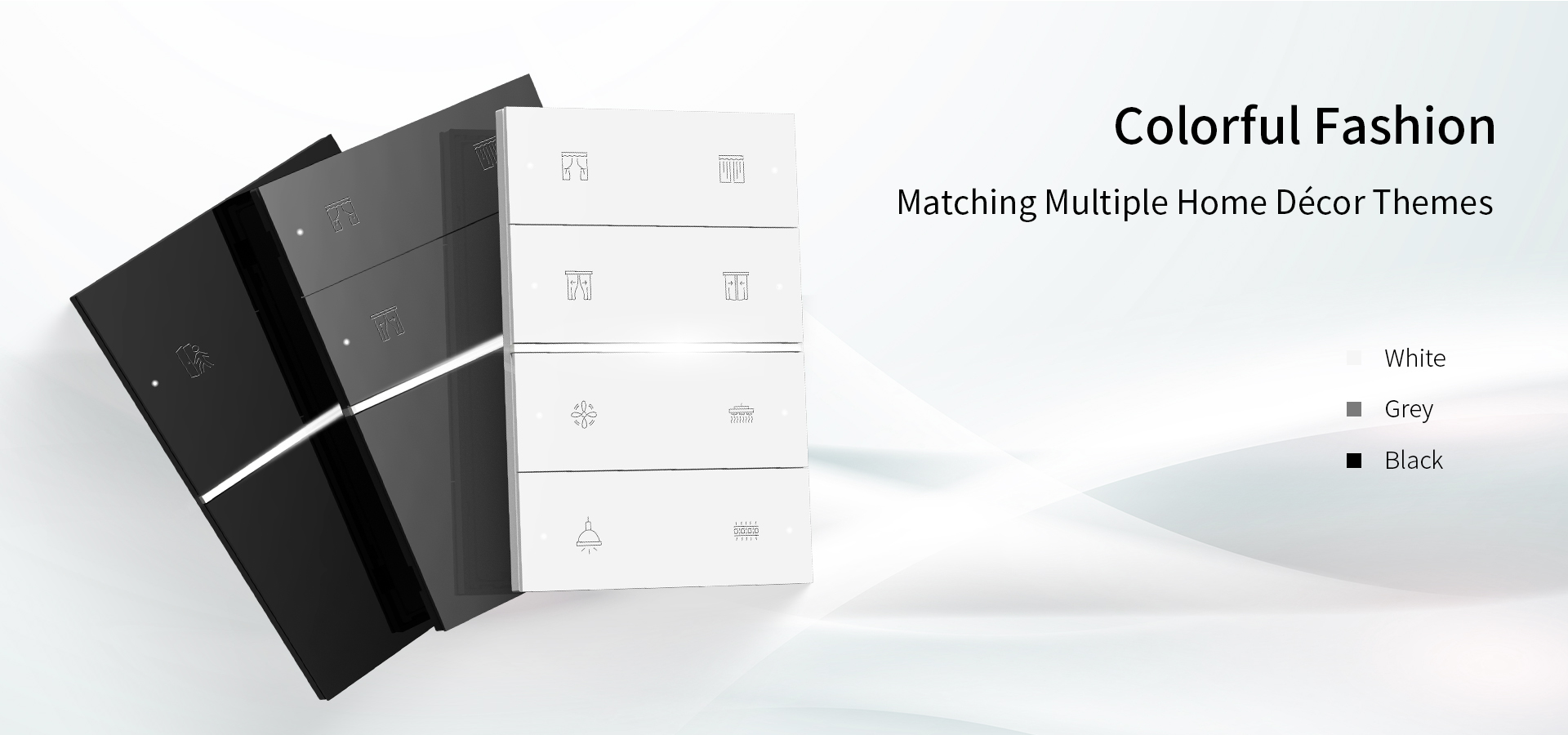 Customizable engraving and multiple colors of QA7 smart panel, perfect for hotel room control or personalized smart home use. Customizable engraving and multiple colors of QA7 smart panel, perfect for hotel room control or personalized smart home use.