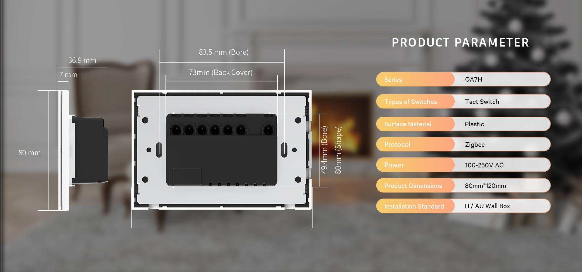 QA7H-QA7H Zigbee switch panel compatible with Italy Australia India Chile