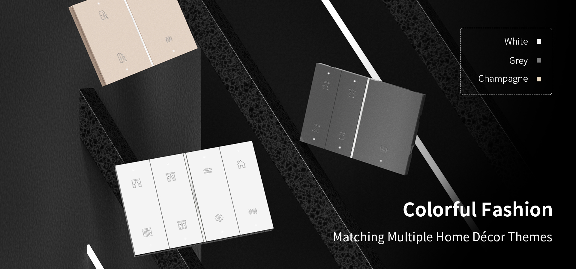 QA7H-KNX 1 key to 7 key button with white, grey and champagne color