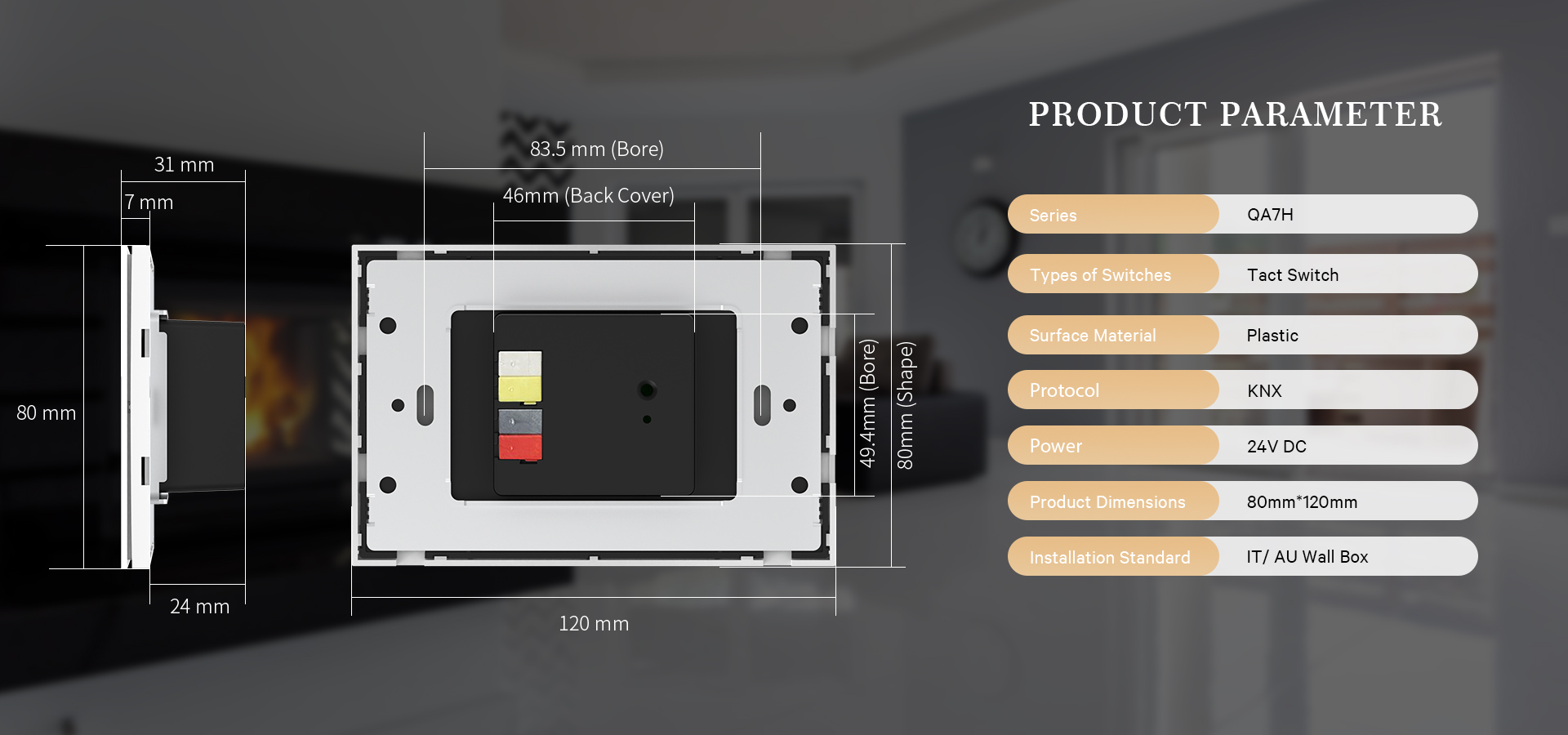 KNX switch installation details Italian / Australian standard