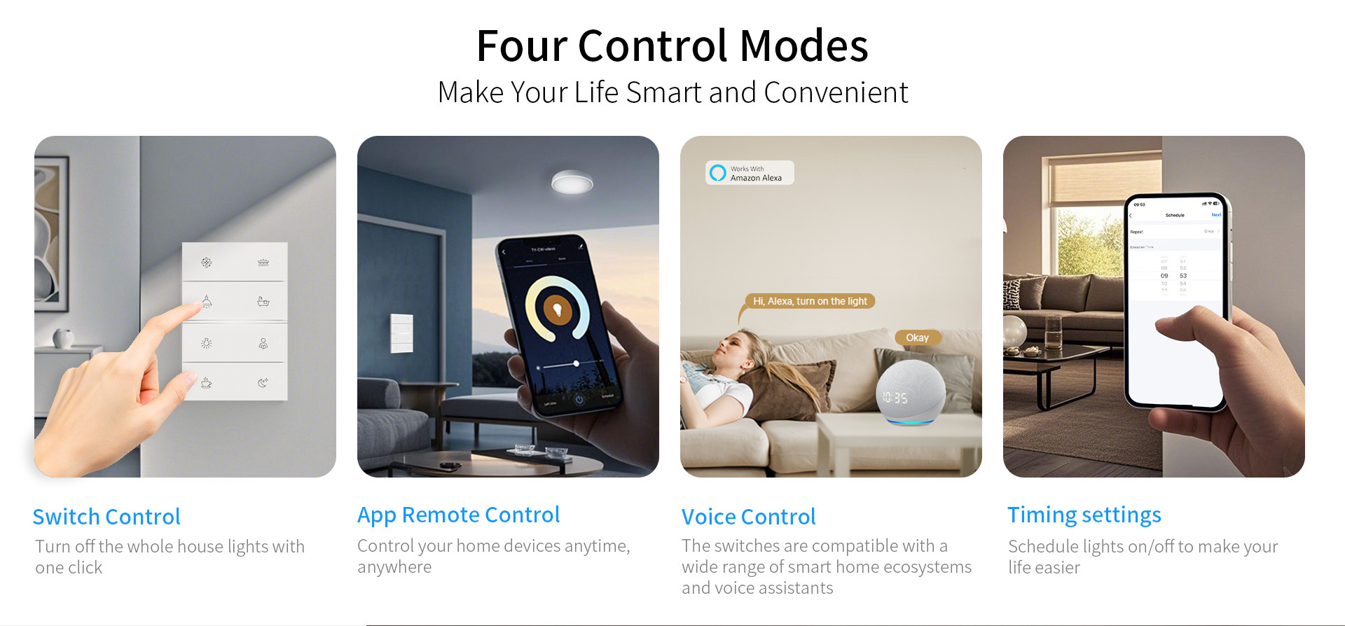 QA7 Smart Panel with multi-control options, including SmartLaffey app, panel control, and voice command integration. QA7 Smart Panel with multi-control options, including SmartLaffey app, panel control, and voice command integration.