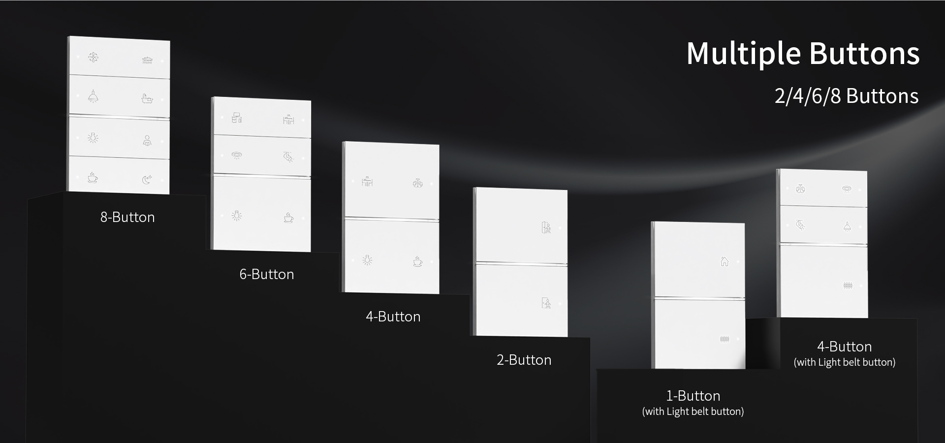 QA7 mutiple button types, perfect for hotel room control or personalized smart home use. QA7 mutiple button types, perfect for hotel room control or personalized smart home use.